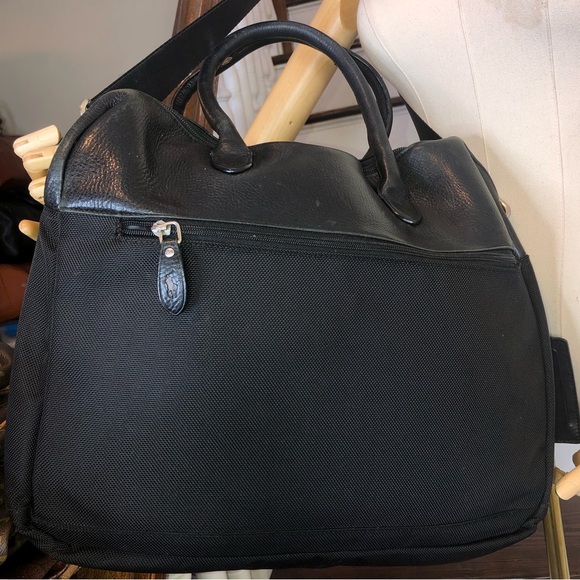 WRALPH LAUREN Black Leather /Canvas Top Handle Briefcase Crossbody Shoulder Bag - Picture 5 of 17